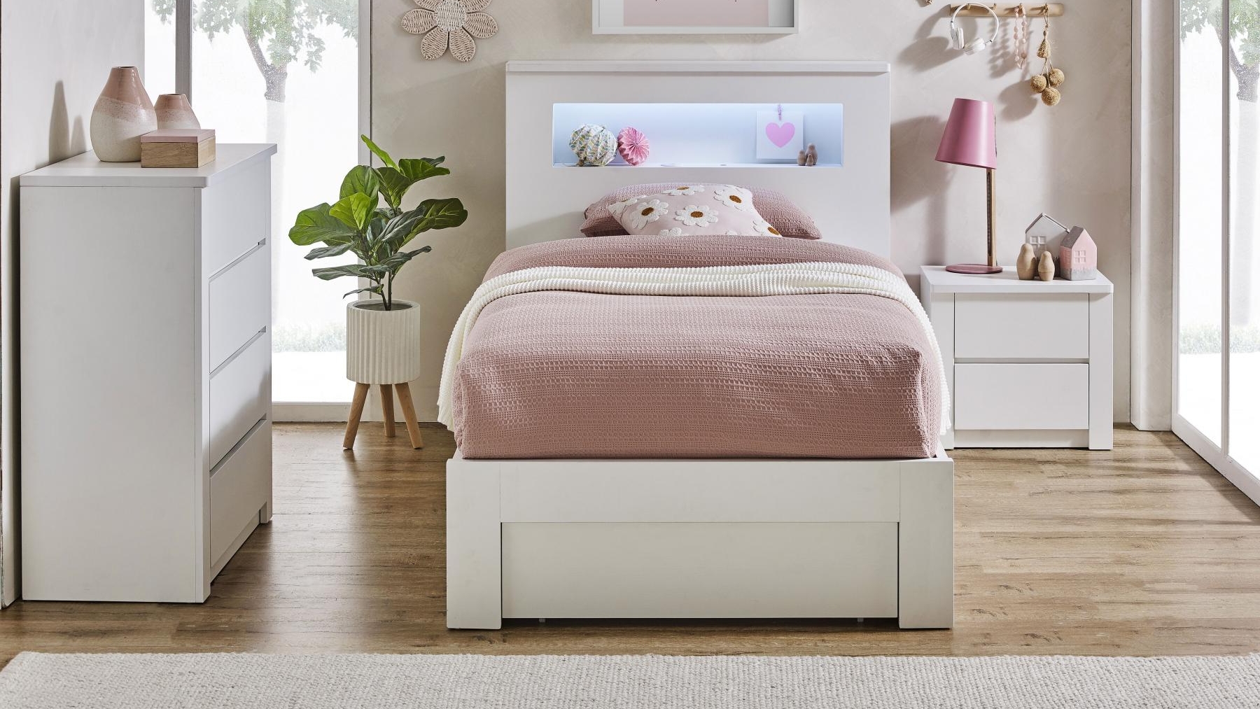 Venus White Oak Gaslift Bed