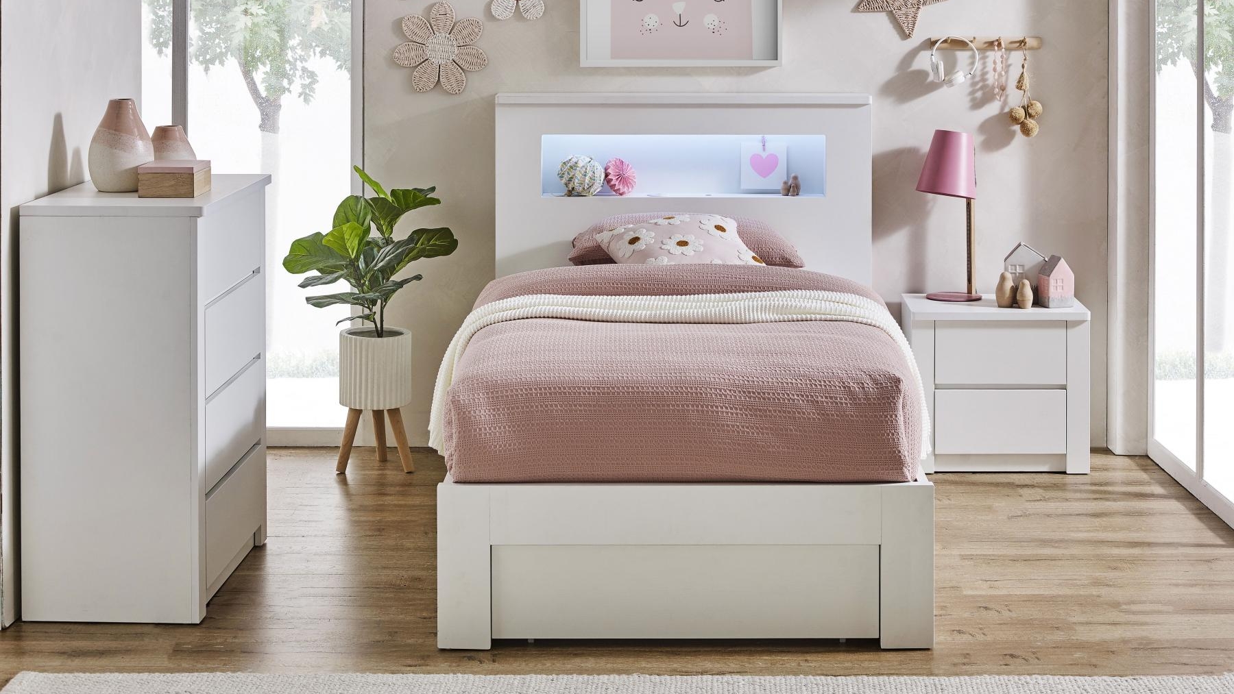 Venus White Oak Bed - King Single