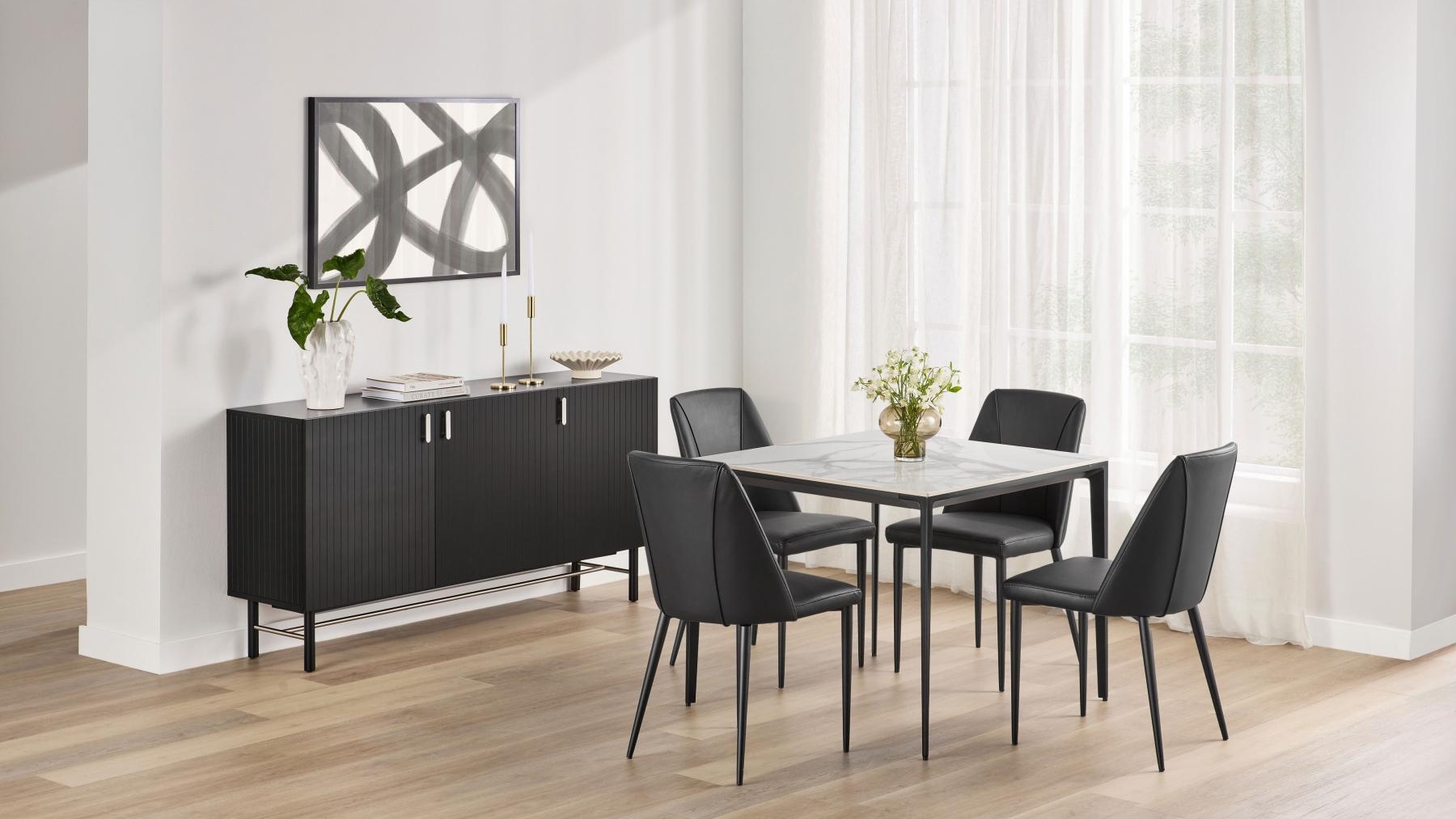 Cosmo 5-Piece Dining Table Set with PU Chairs