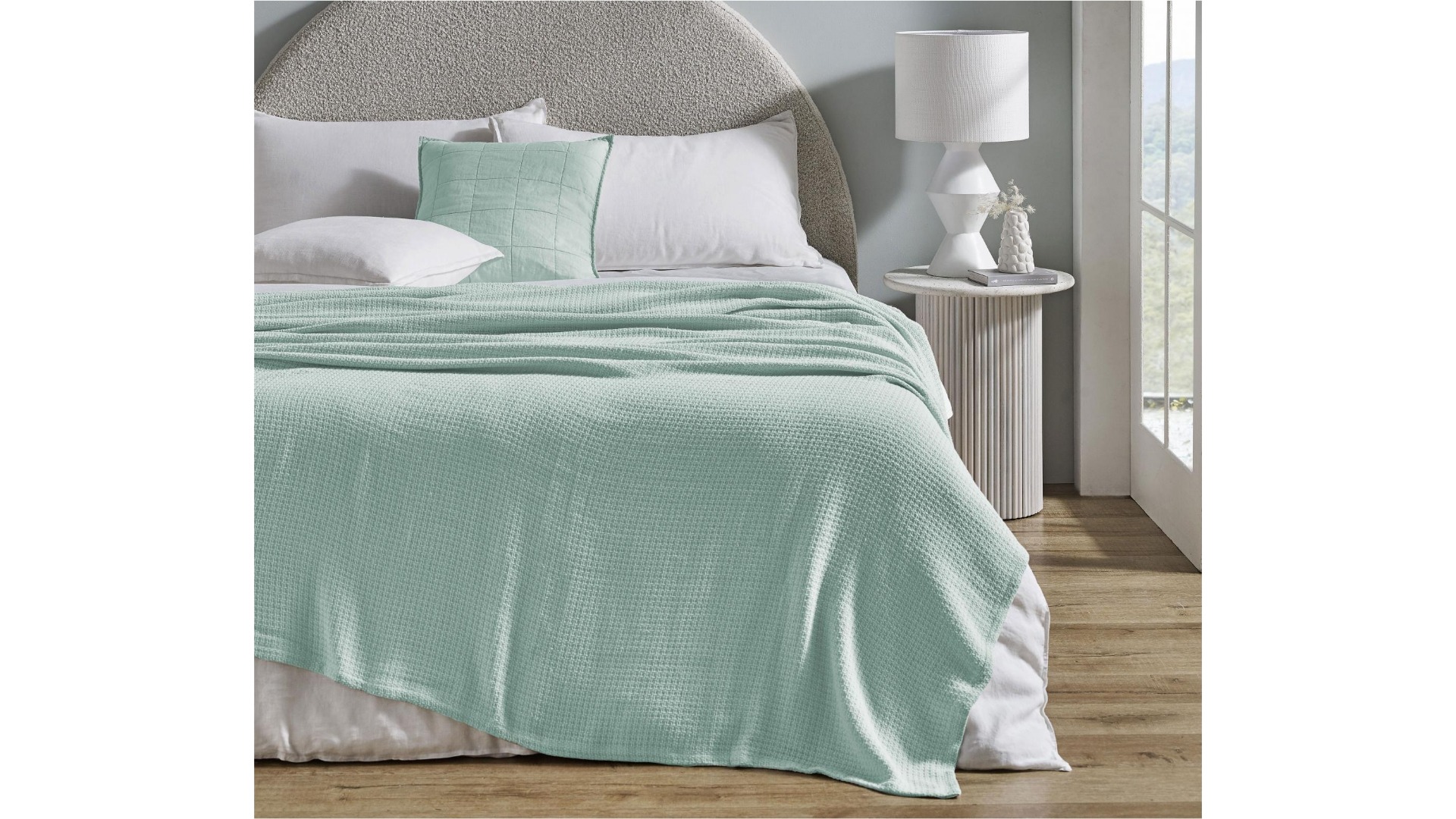 L'Avenue Coolum Sky Cotton Waffle Blanket - Queen/King