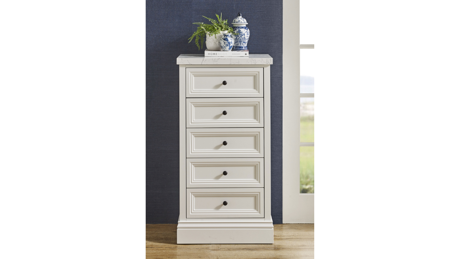 Montauk 5-Drawer White Lingerie Chest