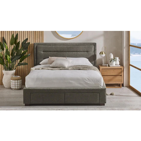 Caren 3-Drawer Double Bed - Olive