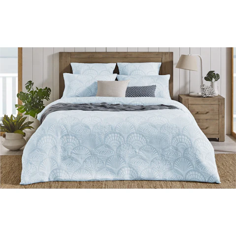L'Avenue Luxury Shell Beach Blue Quilt Cover Set