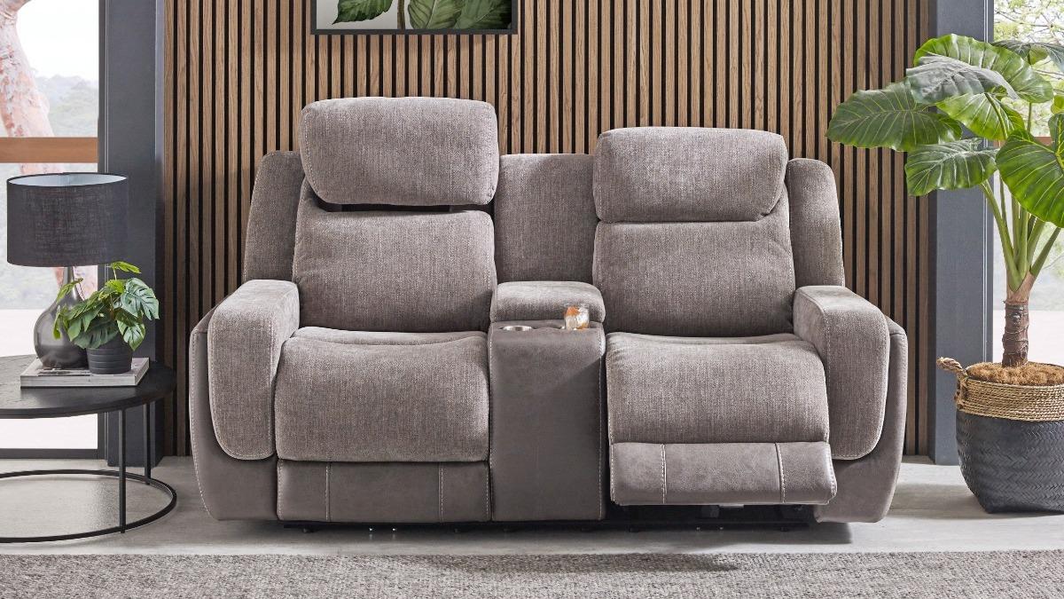 Charlie 2-Seater Fabric Powered Recliner Sofa - Grey
