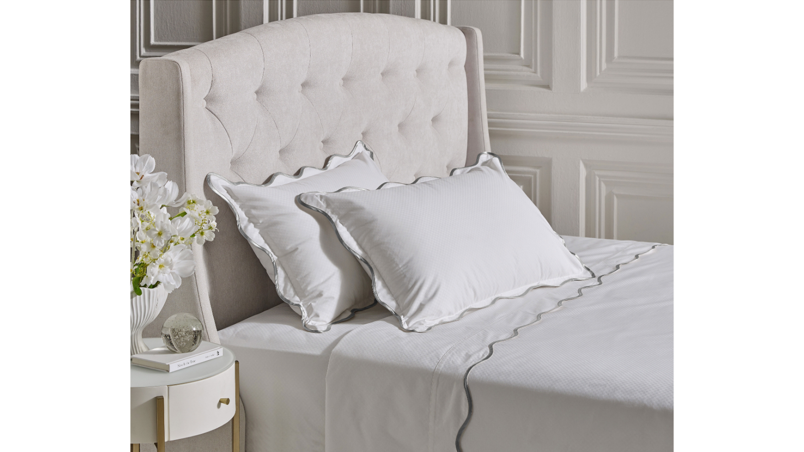 Estelle Scallop Silver Sheet Set - Super King
