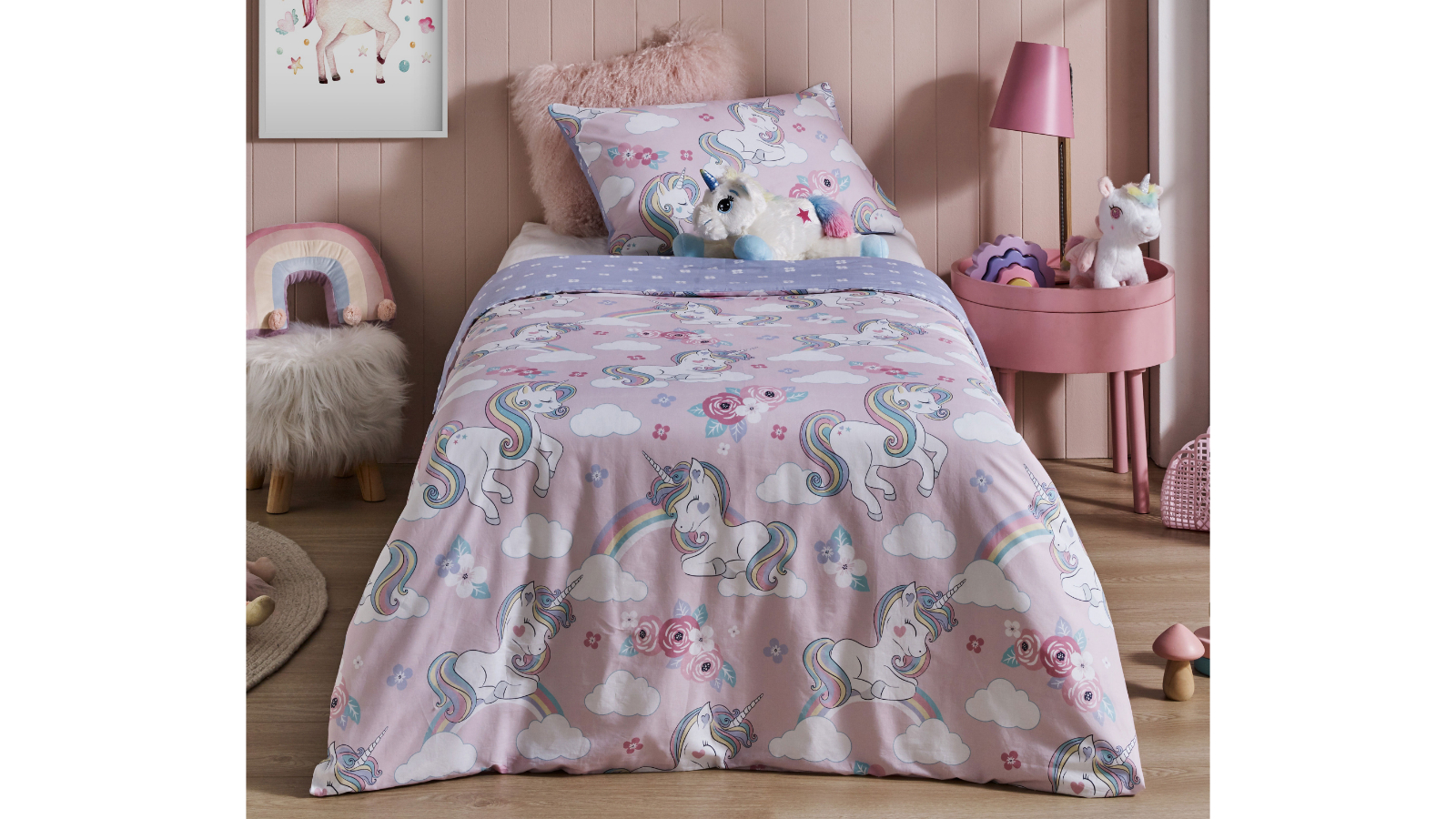 Luna Unicorn Quilt Cover Set - Double