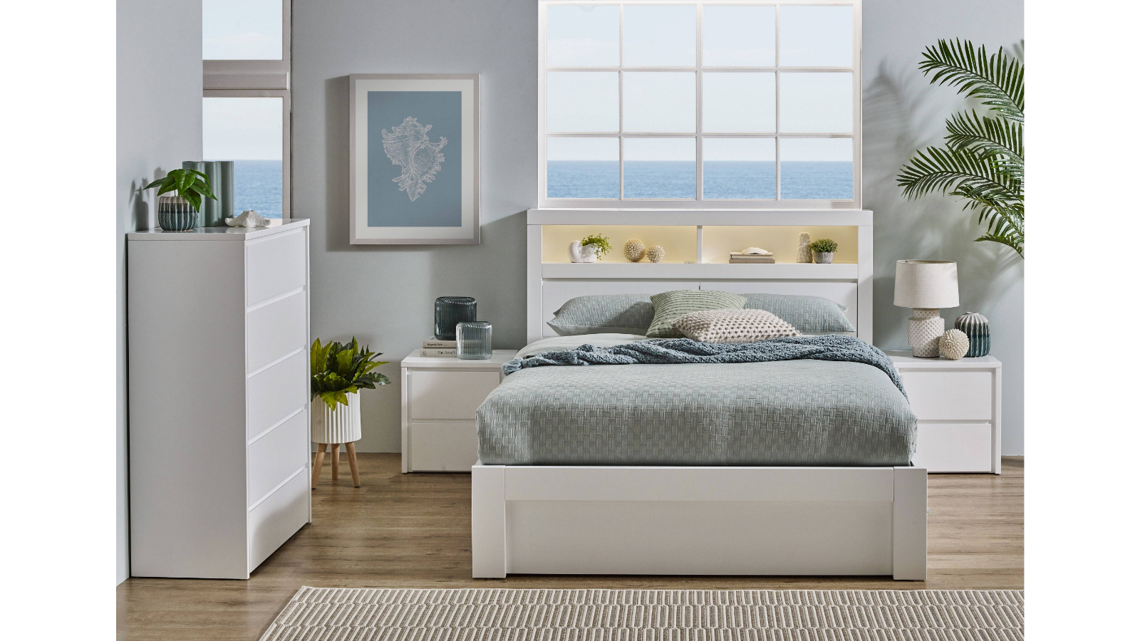 Seashell Gas Lift Ivory White Bed