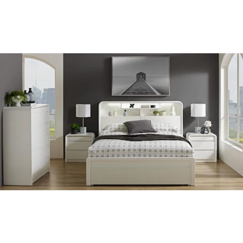 Arc Semi Gloss White Gaslift Bed