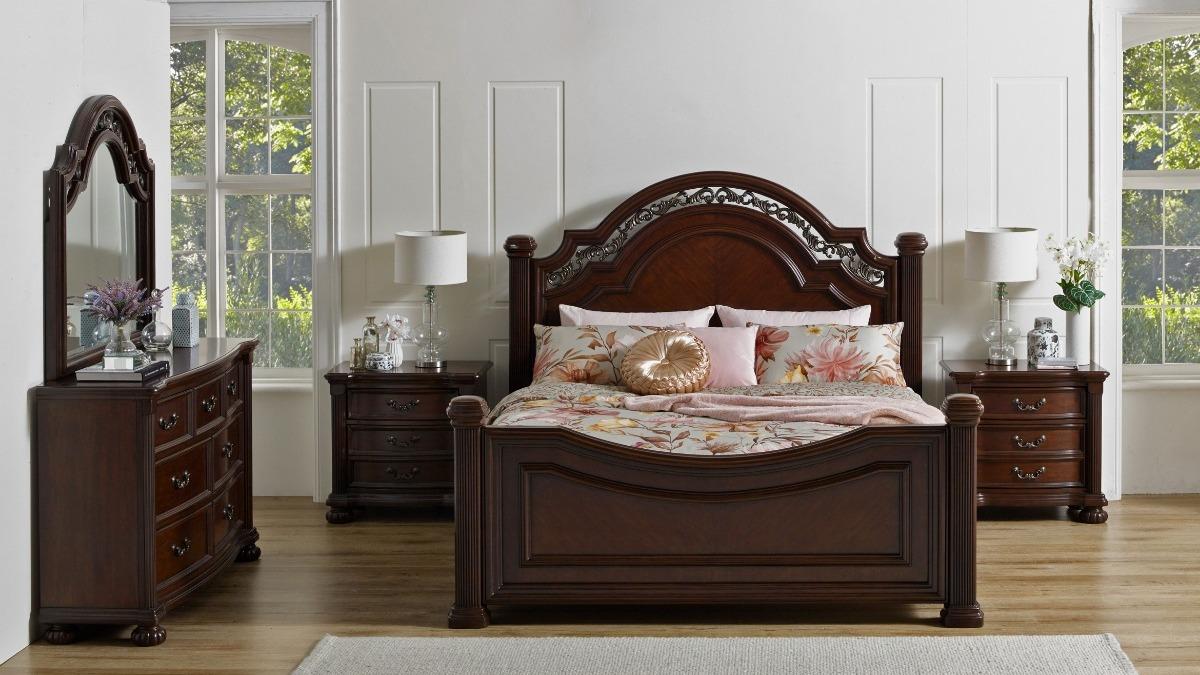 Athena Cherry Brown Bed - King