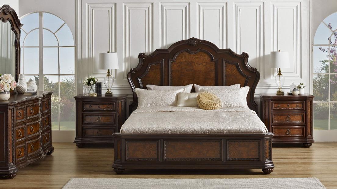 Lorenzo Antique Warm Cherry Bed -  King