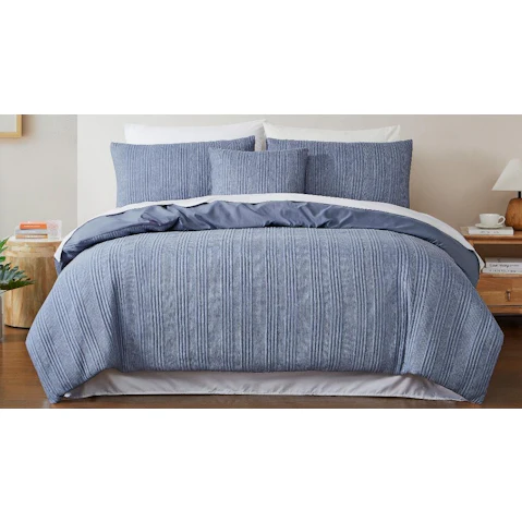 L'Avenue Austin Blue Quilt Cover Set - Super King