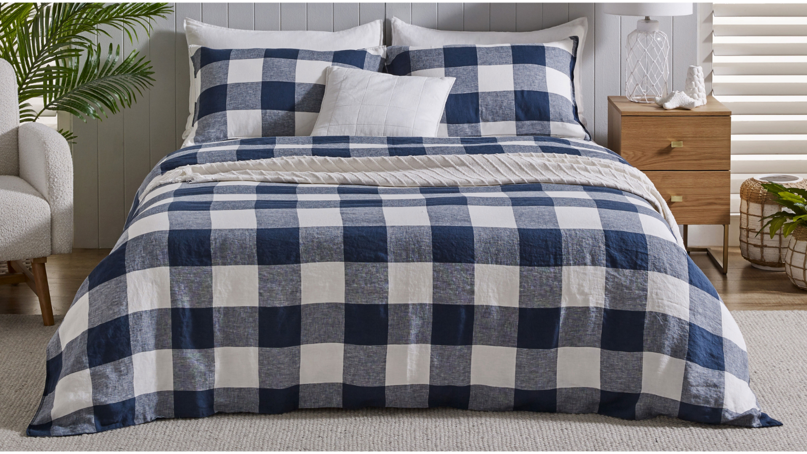 L'Avenue Marvin Blue Quilt Cover Set - Super King