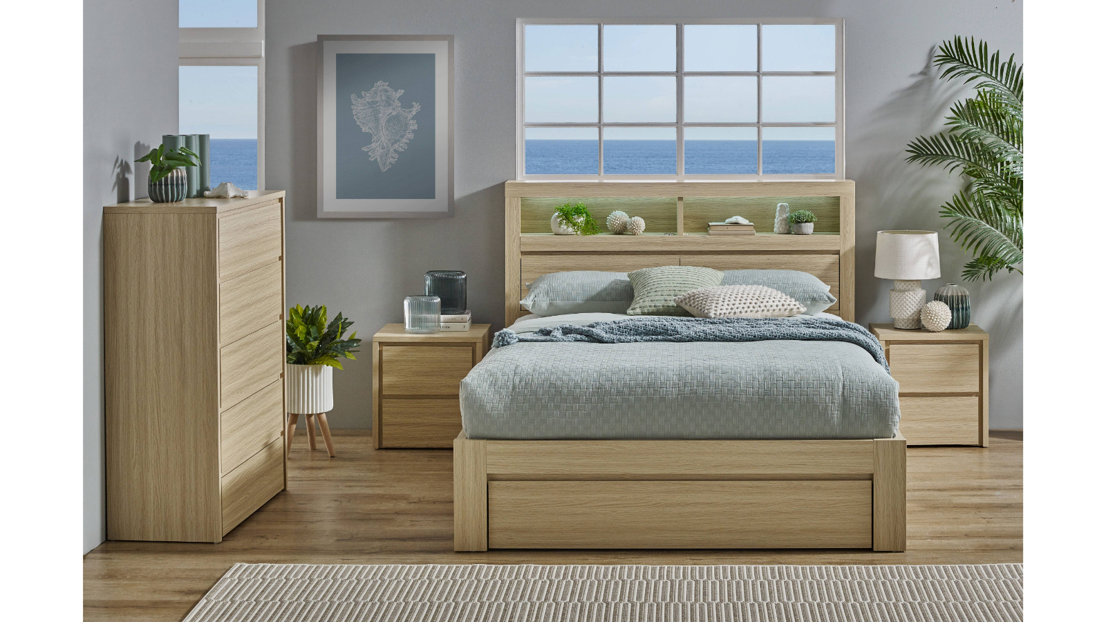 Seashell Gas Lift Alpine Oak Bed