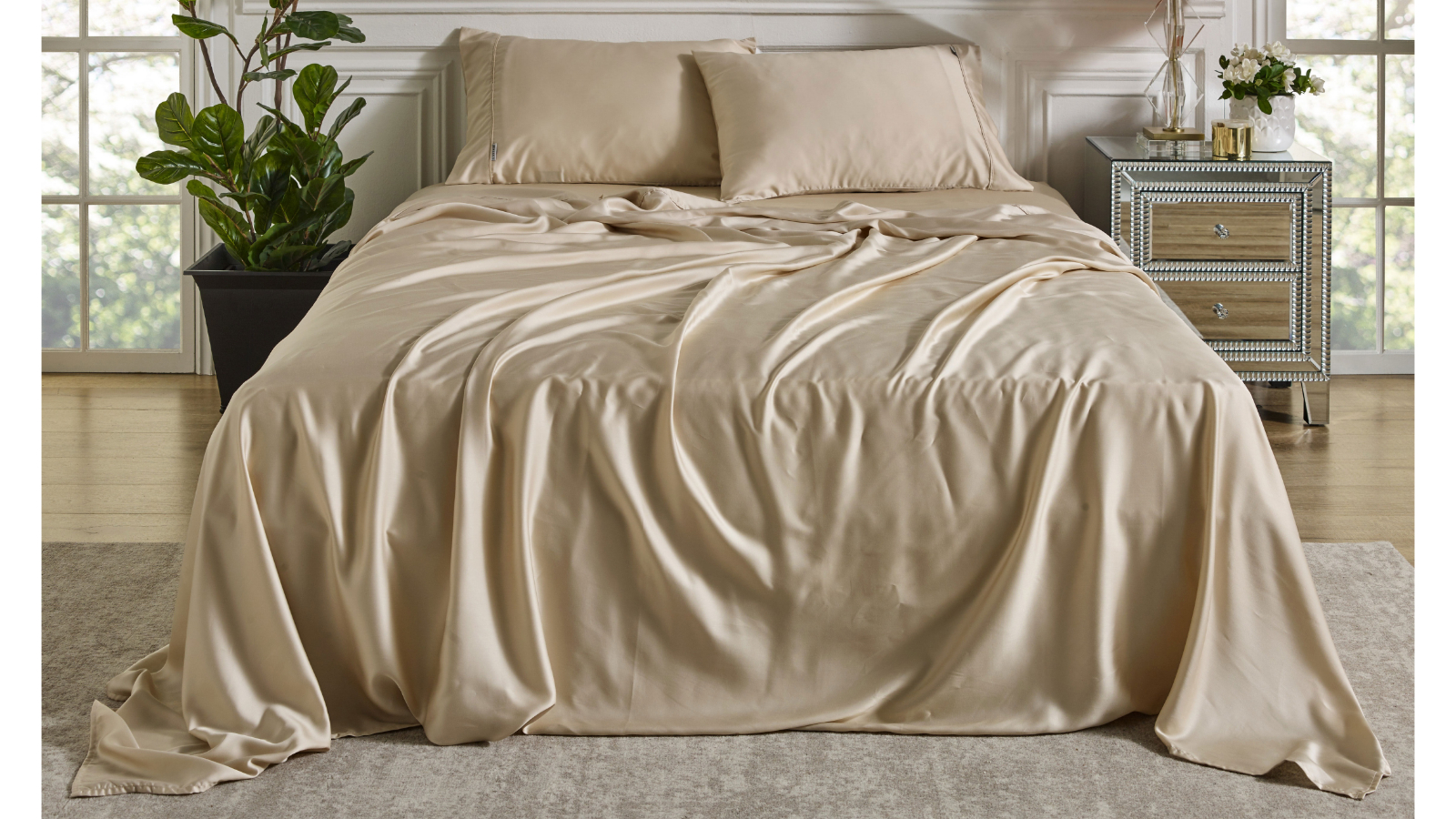 L'Avenue Luxury Kinu Champagne Tencel Sheet Set - King