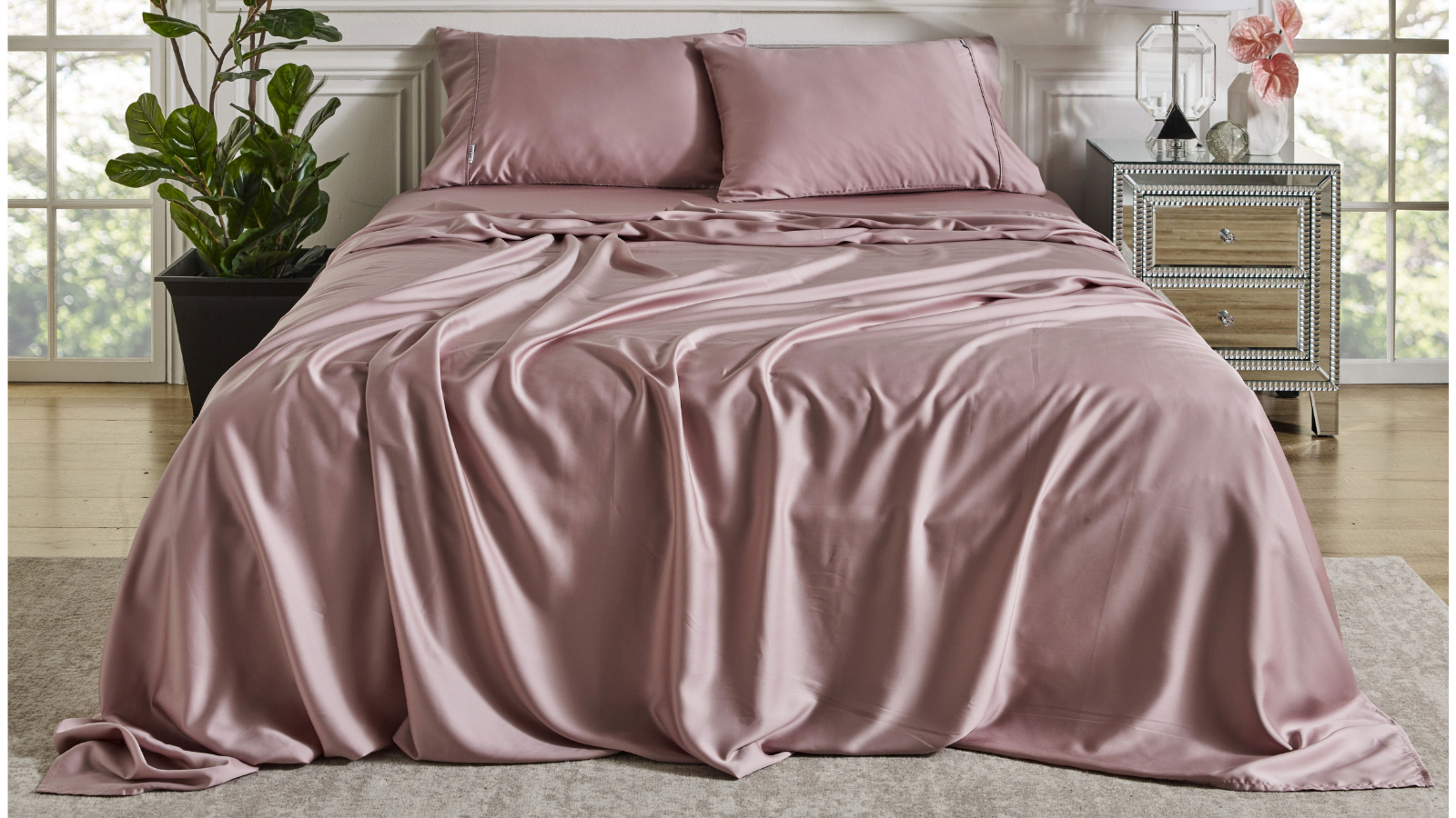 L'Avenue Luxury Kinu Rosette Tencel Sheet Set - King