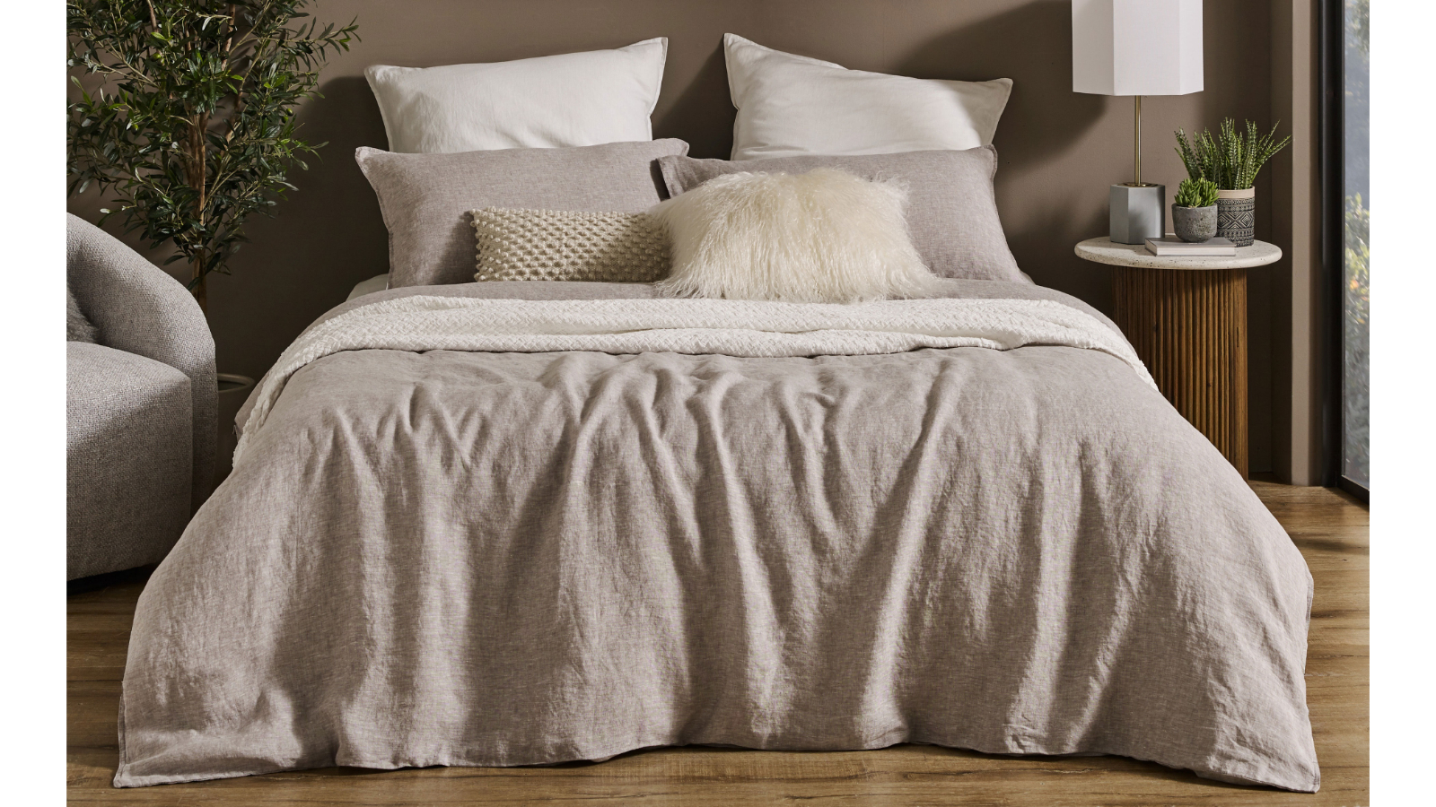 L'Avenue Linen Grey Marle Quilt Cover Set - King