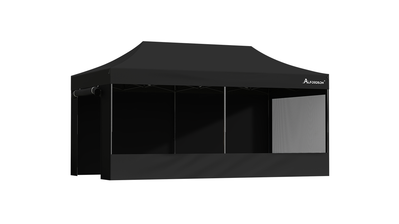 Alfordson 600D Oxford 6 x 3metre Folding Camping Tent - Black