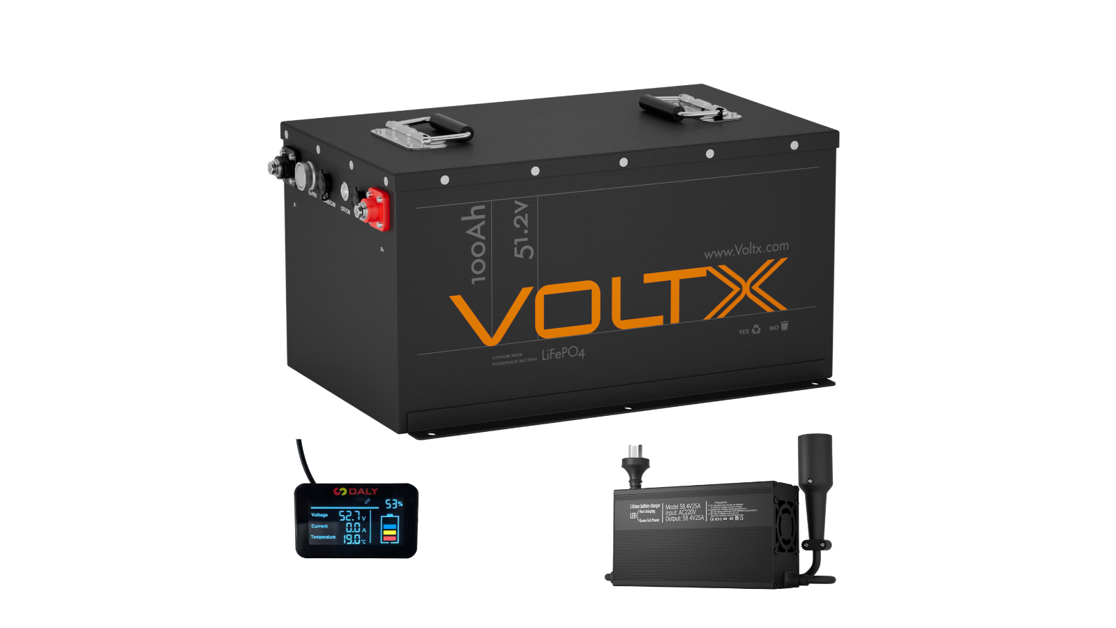 VoltX 48V 100Ah Golf Cart Battery + Club Car Charger