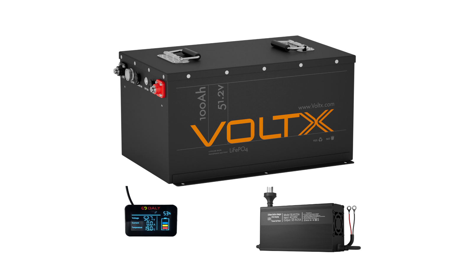 VoltX 48V 100Ah Golf Cart Battery + Generic Charger