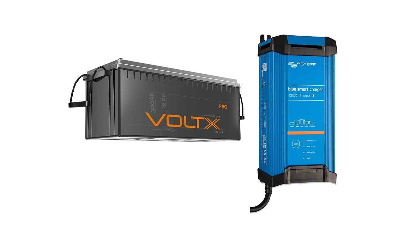VoltX 12V 300Ah Battery + 30A AC Charger