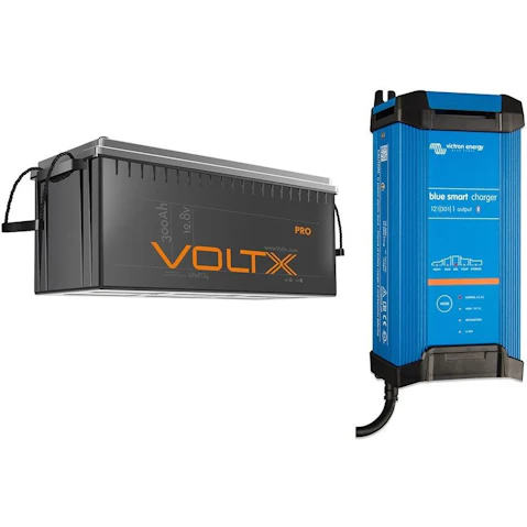 VoltX 12V 300Ah Battery + 30A AC Charger