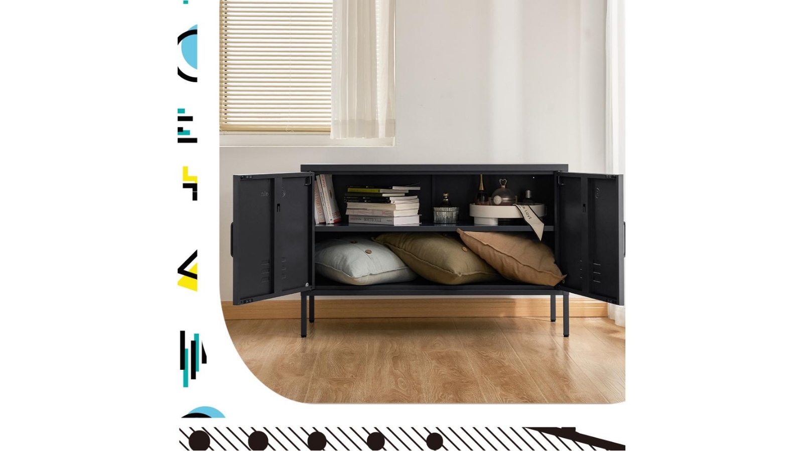 ArtissIn Buffet Sideboard Metal Base Black Harvey Norman