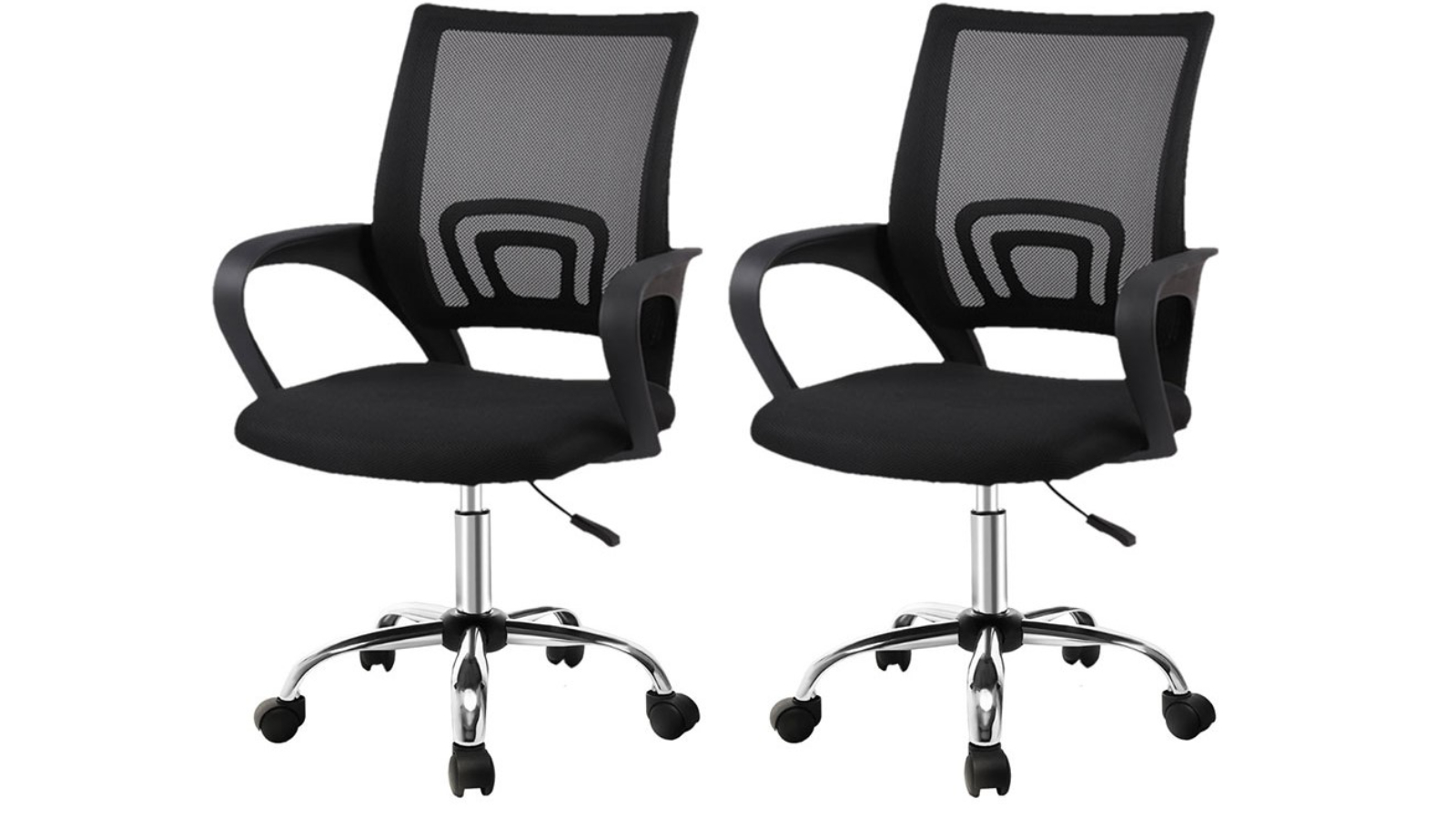 Artiss Set of 2 Mesh Mid-Back Ergonomic Swivel Computer Office Chair - Black