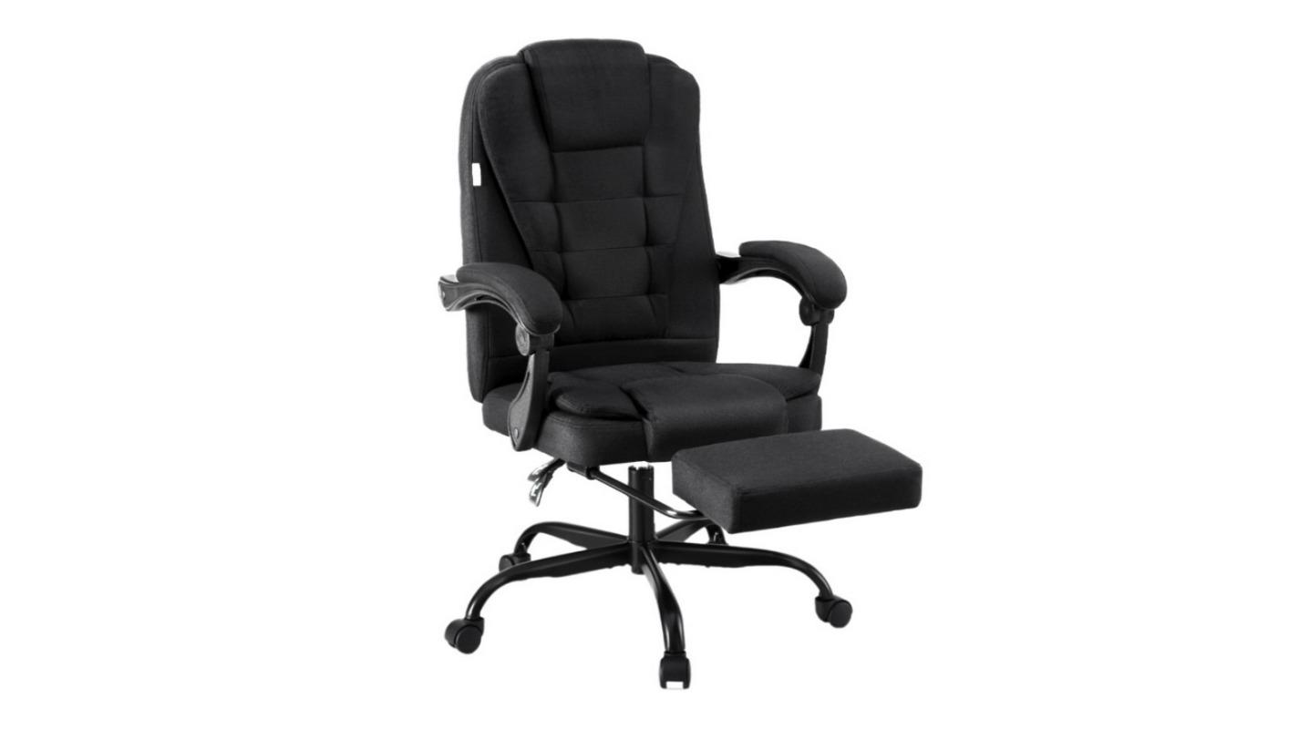 Artiss Fabric Ergonomic Executive Footrest Computer Desk Office Chair - Black