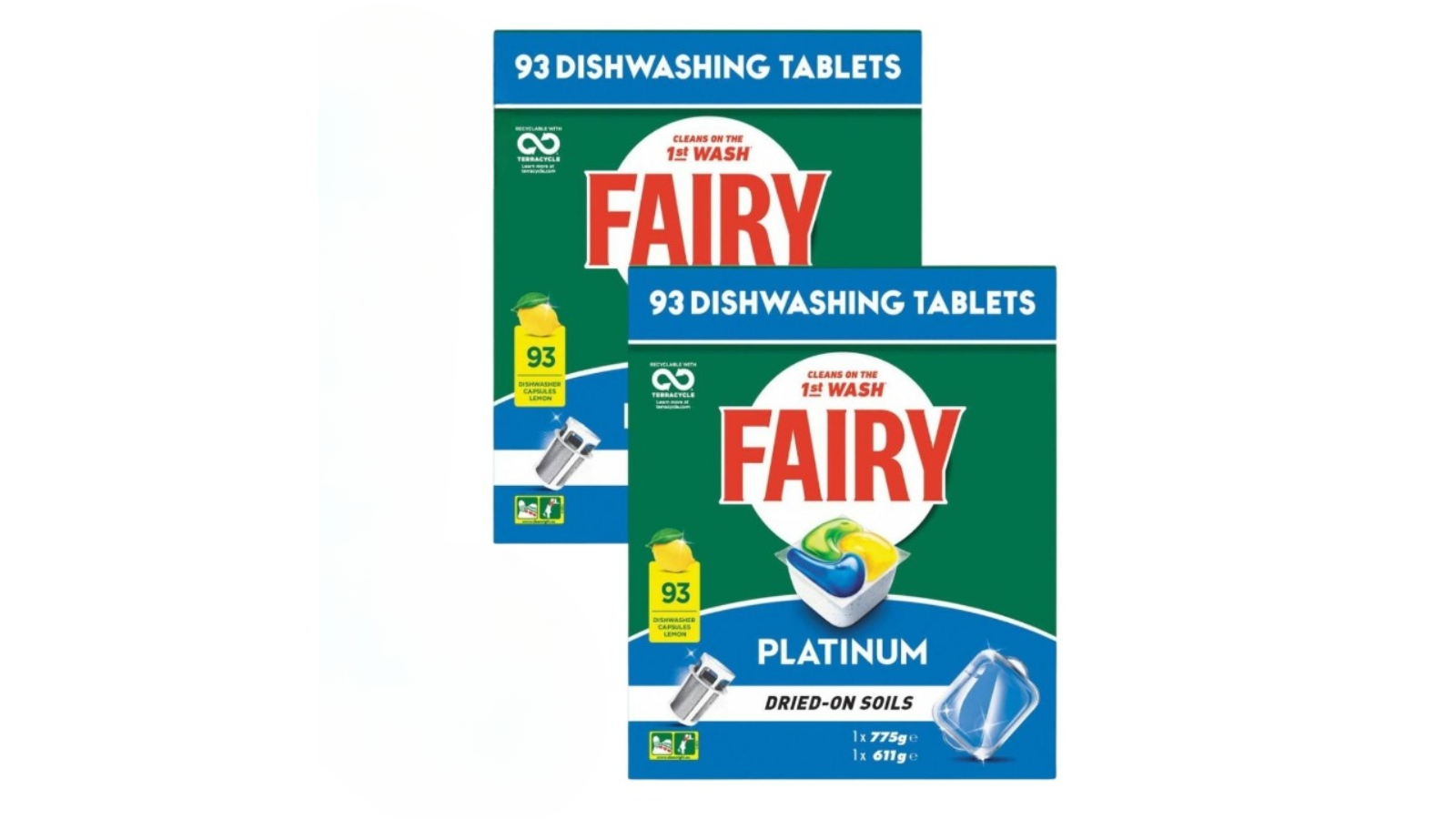 Fairy 2 Piece Platinum Lemon Dishwashing Tablet - Pack of 93 