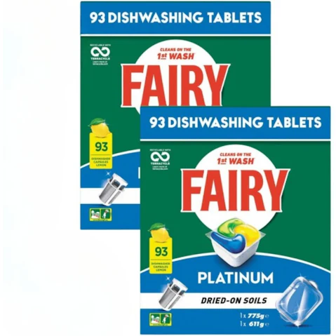 Fairy 2 Piece Platinum Lemon Dishwashing Tablet - Pack of 93