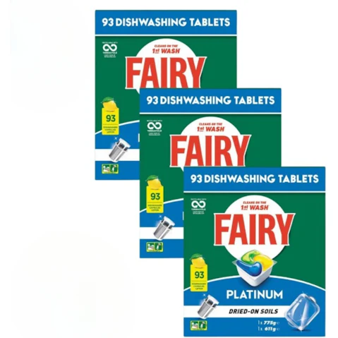 Fairy 3 Piece Platinum Lemon Dishwashing Tablet - Pack of 93