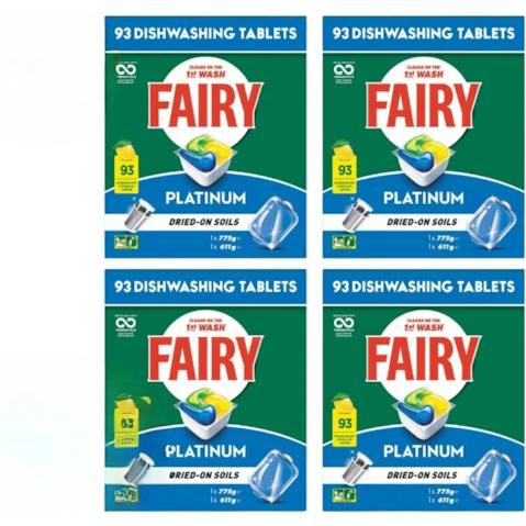 Fairy 4 Piece Platinum Lemon Dishwashing Tablet - Pack of 93
