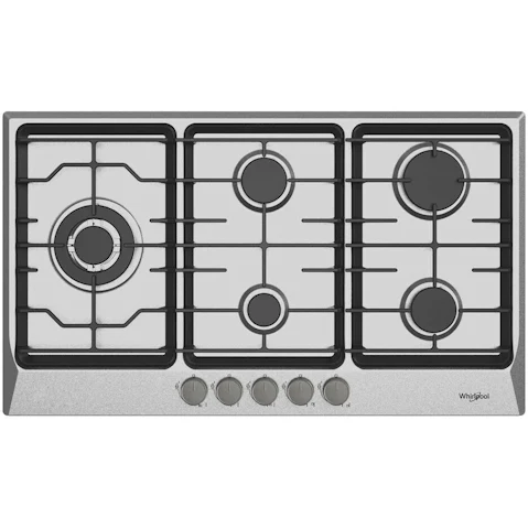 Whirlpool 90cm 5 Burner Gas Cooktop - Stainless Steel