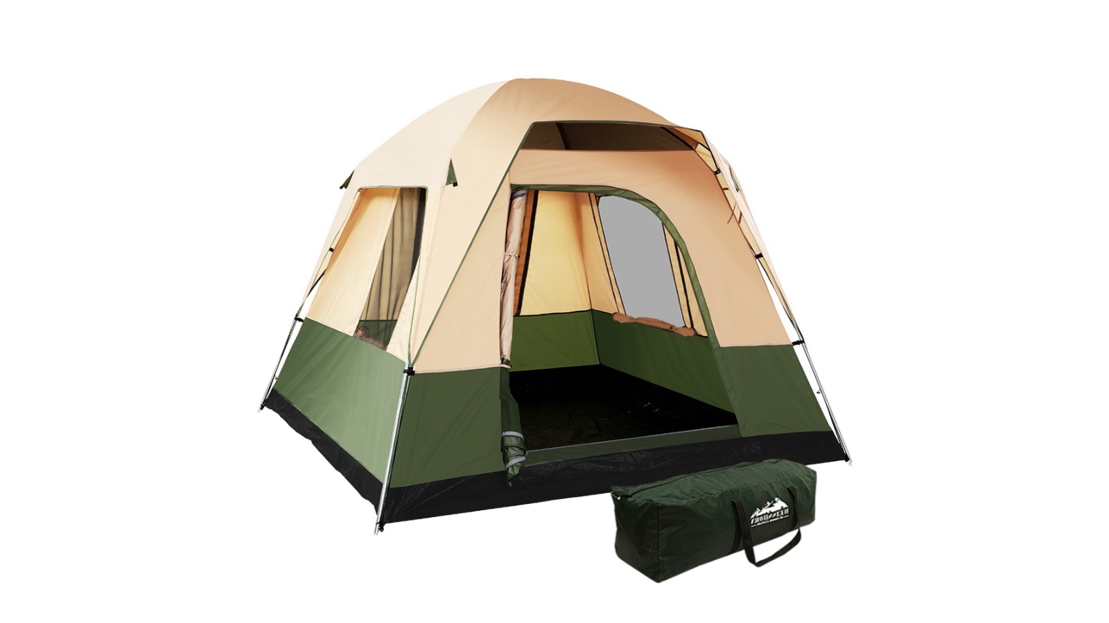 Weisshorn Family Camping Tent 4 Person - Green/Beige