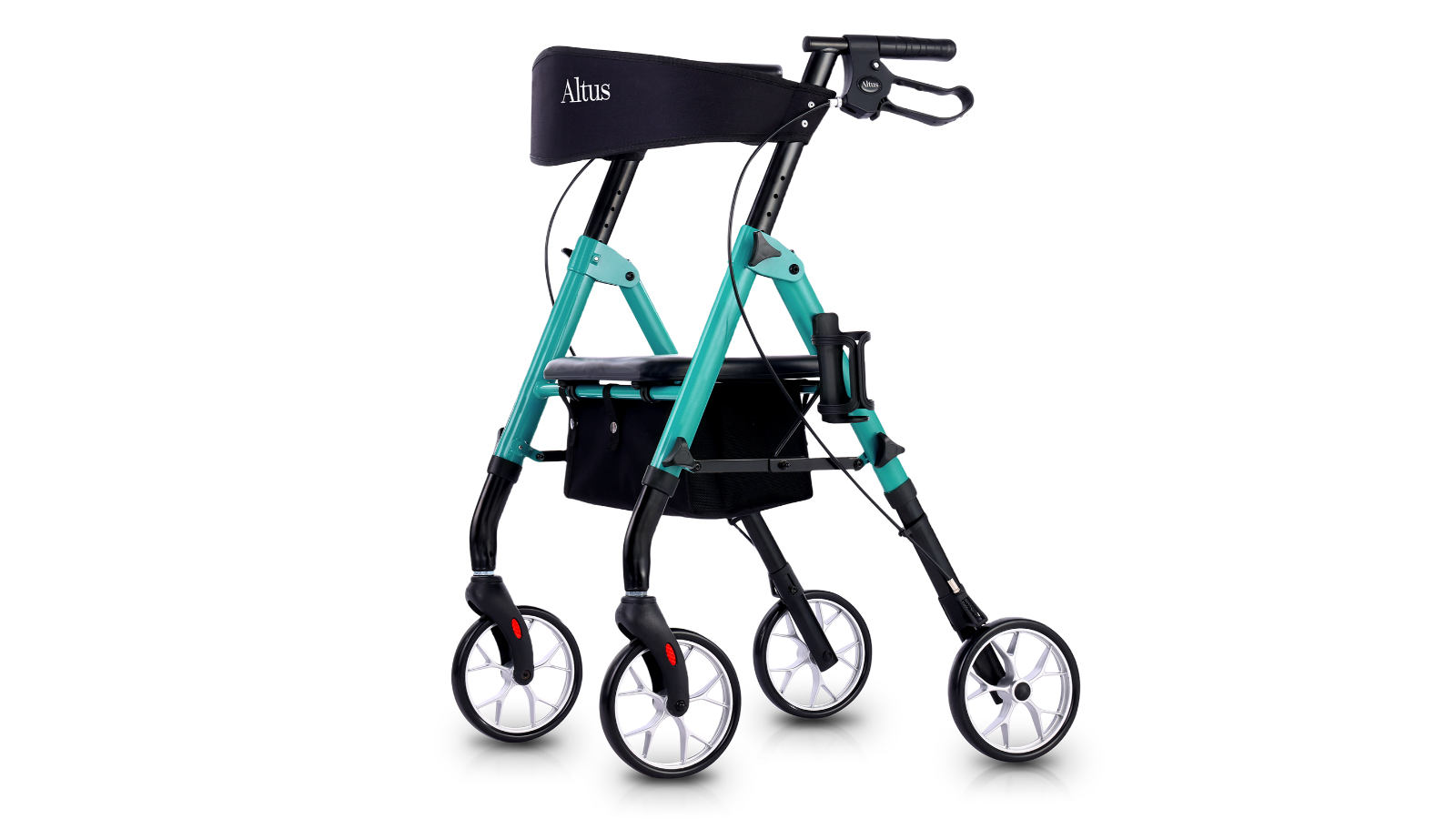 Altus Height Adjustable Classic Folding Walker with Seat Rollator - Deep Teal