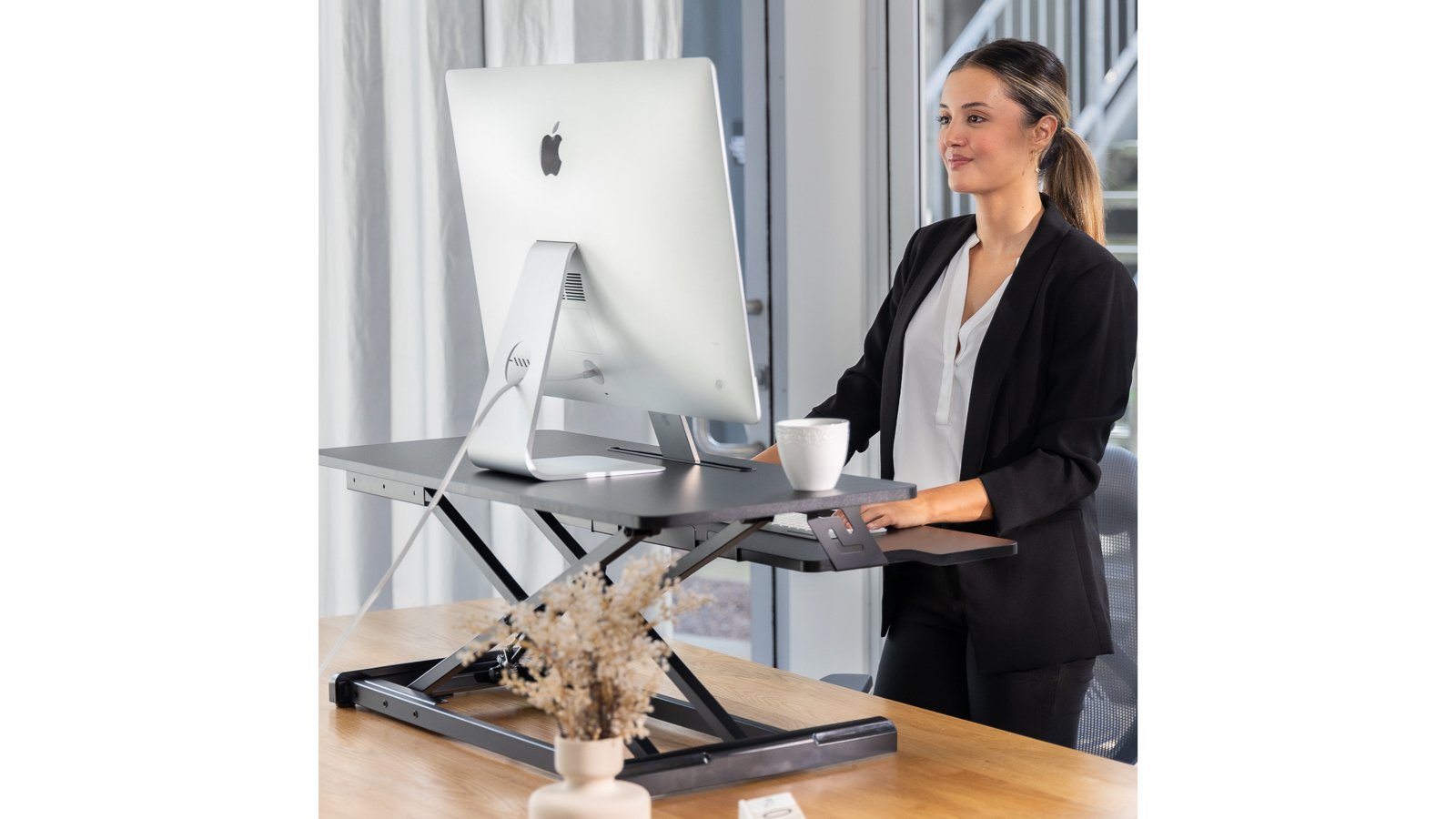 Altus Standing Desk Converter 80cm Sit-to-Stand Desk Riser Workstation ...