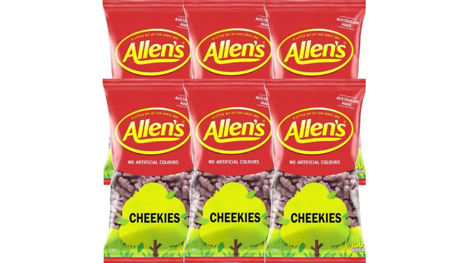 Allens Pack of 6 Cheekies Chocolate Flavoured Jelly Babies - 1.3kg