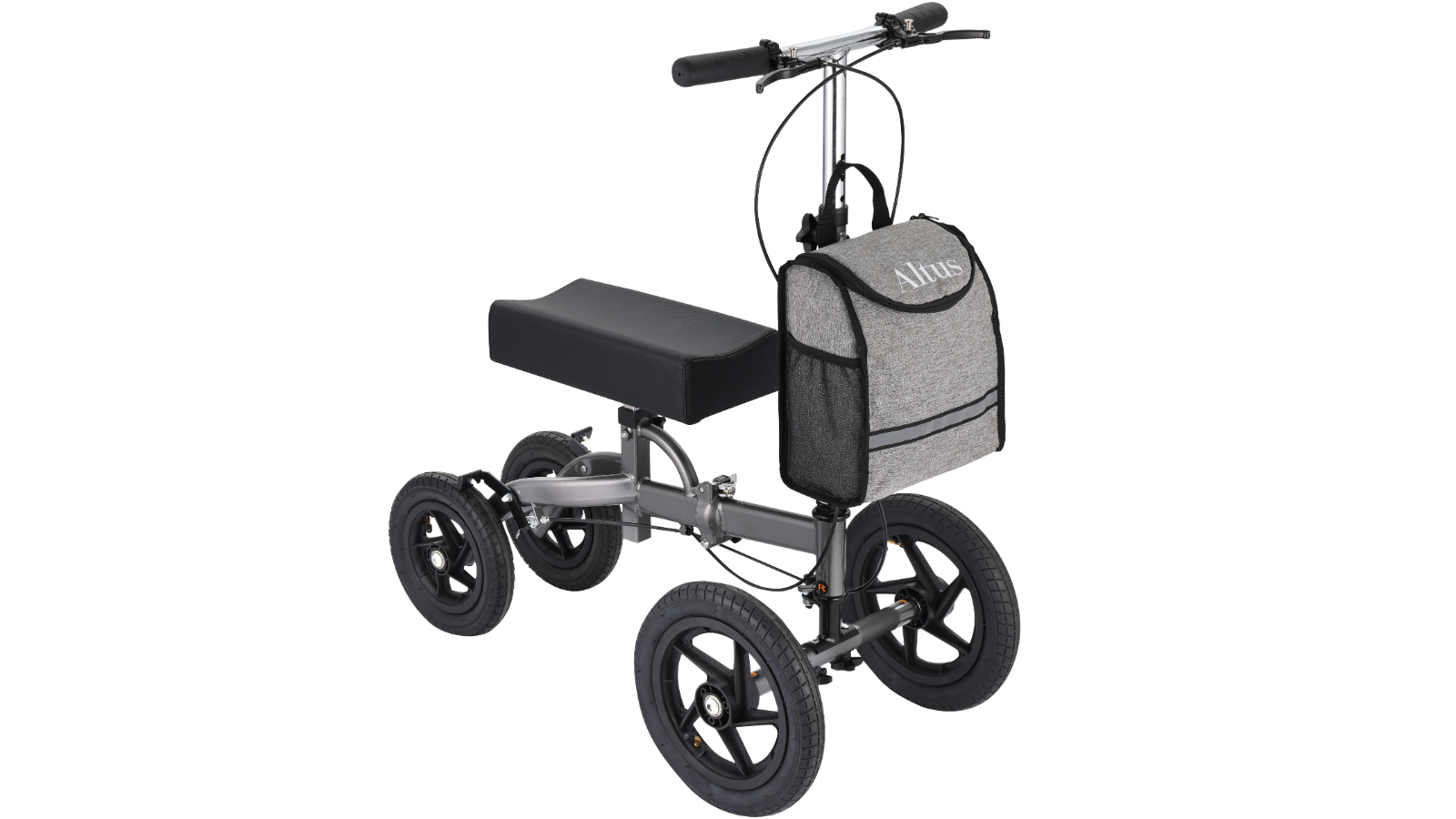 Altus Bariatric Knee Scooter Walker Foldable All-Terrain Pneumatic Tires - Titanium