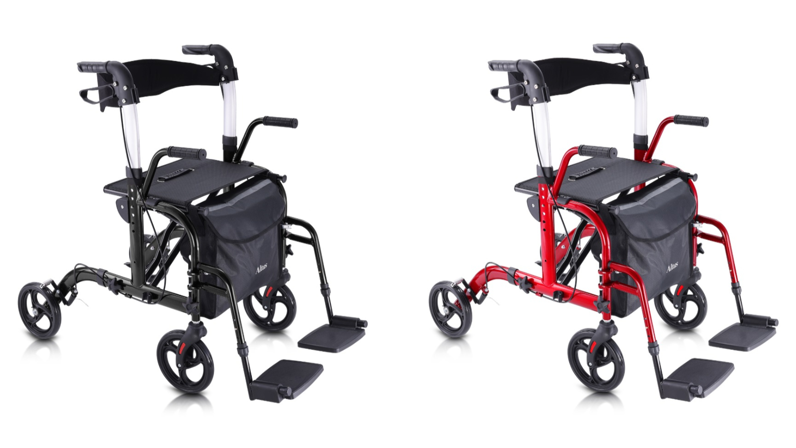 Altus 2-in-1 Hybrid Mobility Rollator and Transit Wheelchair with Seat