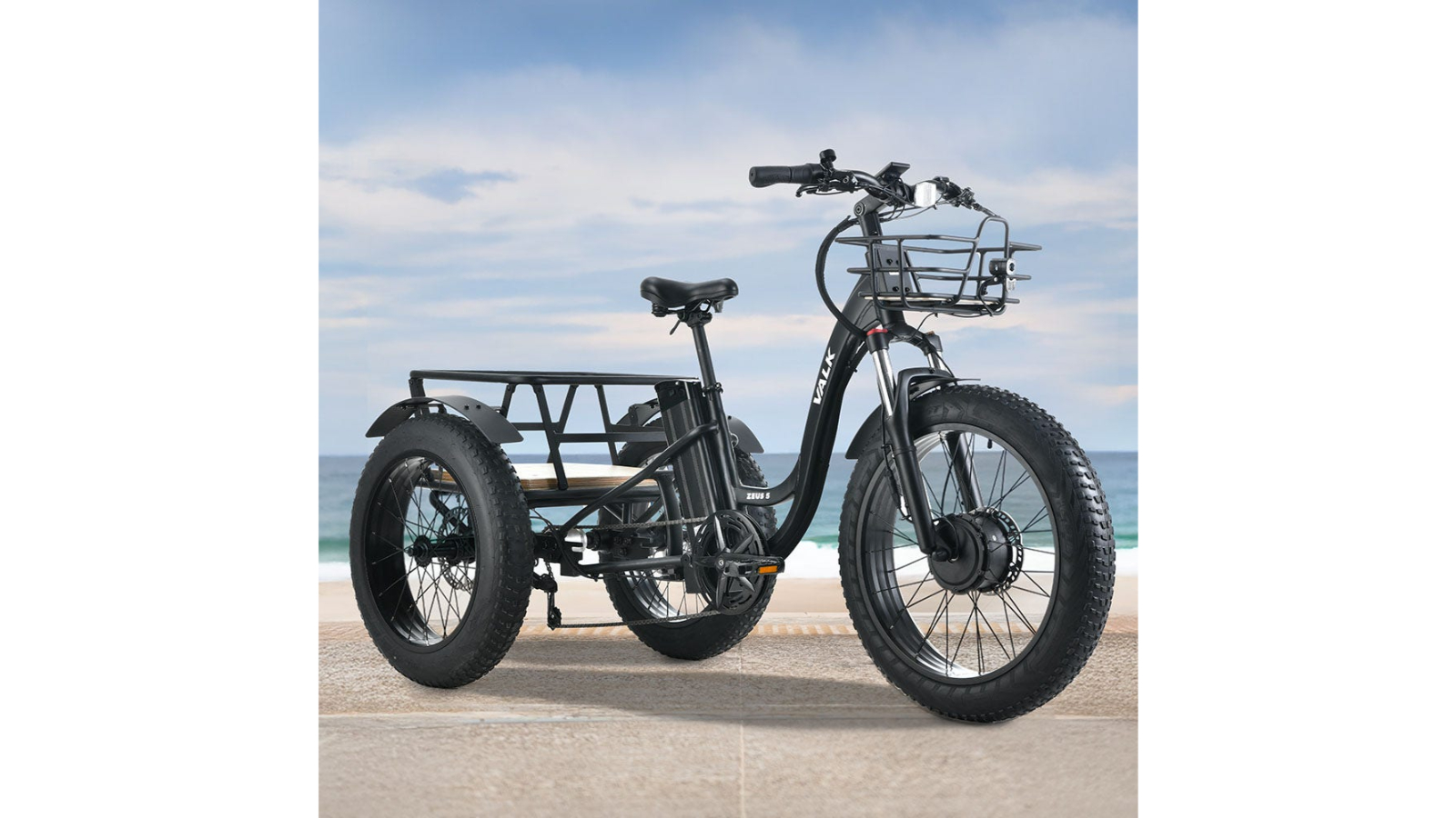 Tricycle Waffle Bike Valk Fat Tyre Tricycle Electric Bike Black Harvey