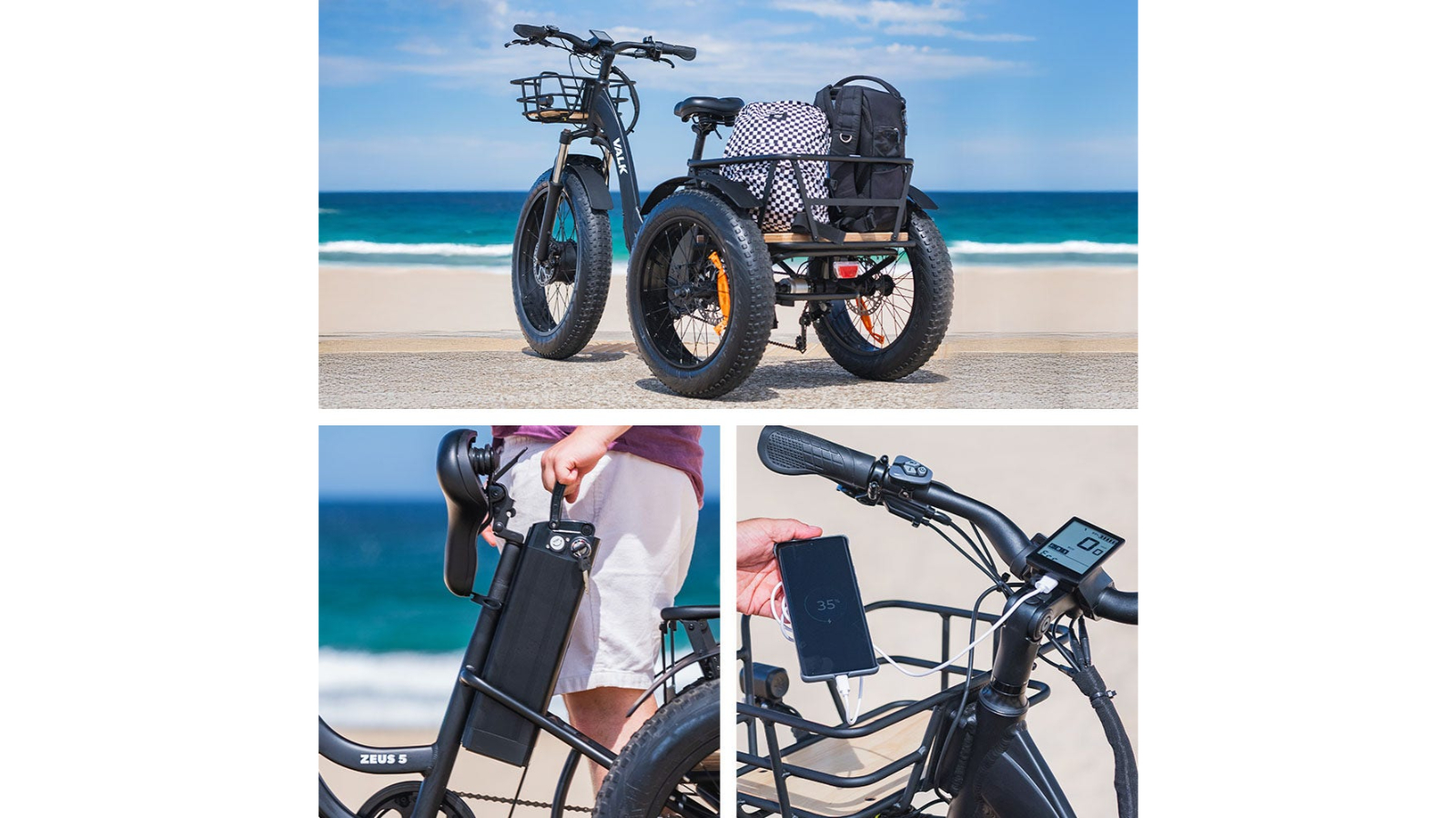 Valk Fat Tyre Tricycle Electric Bike Black Harvey Norman