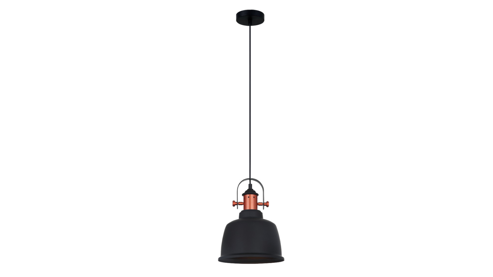 ALTA Industrial Bell Pendant Light with Copper Highlight - Matte Black
