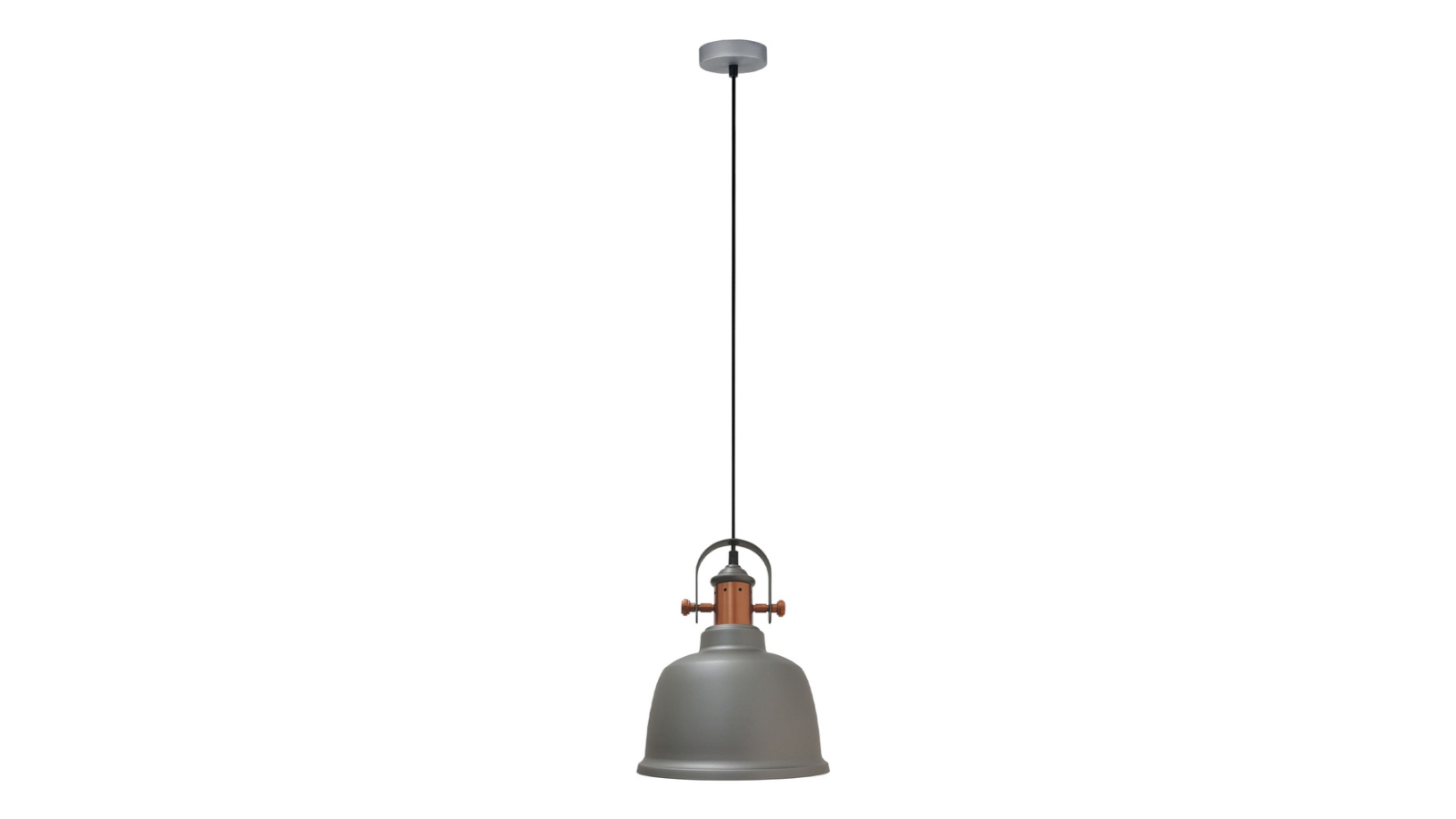 ALTA Industrial Bell Pendant Light with Copper Highlight - Matte Grey