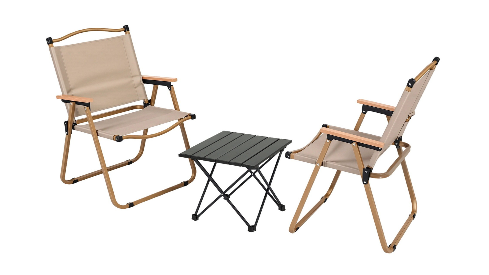 Weisshorn 3 Piece Aluminium Camping Table and Chair Set - Black
