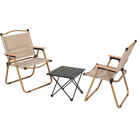 Weisshorn 3 Piece Aluminium Camping Table and Chair Set - Black