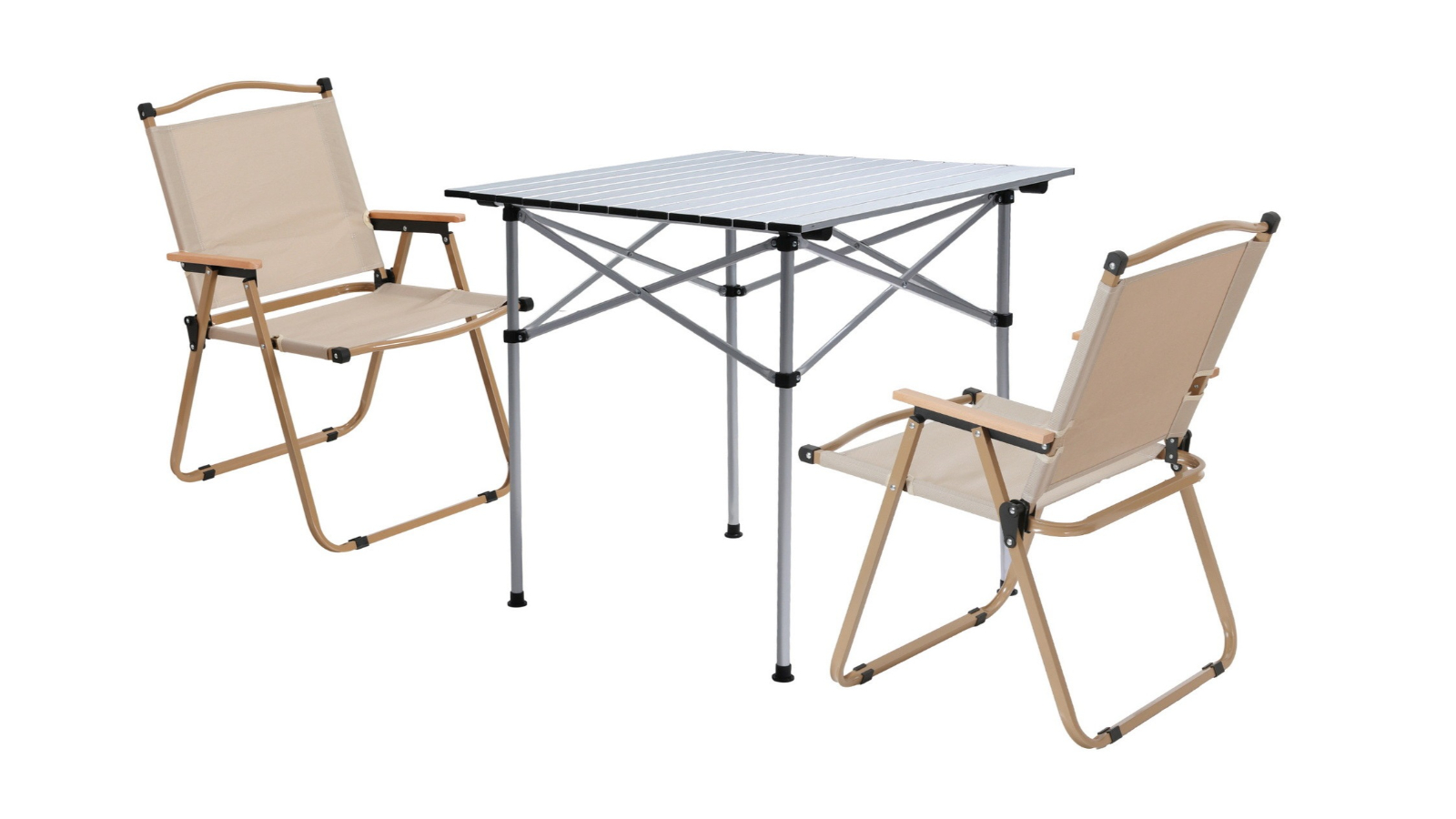 Weisshorn 3 Piece High Aluminium Camping Table and Chair Set