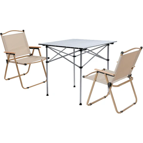 Weisshorn 3 Piece High Aluminium Camping Table and Chair Set