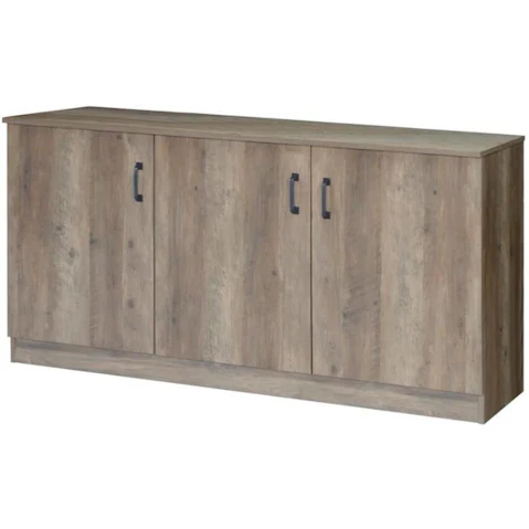 Maestro Furniture Rustic Oak Andy Wooden 3-Door Credenza Sideboard Office Storage Cabinet