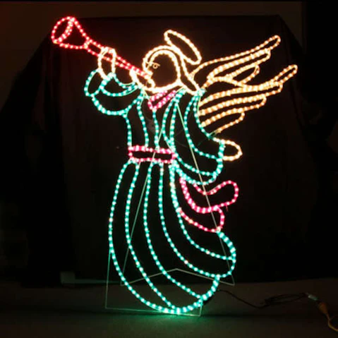Hisen Animated Christmas Angel Sounding Trumpet Motif LED Rope Light