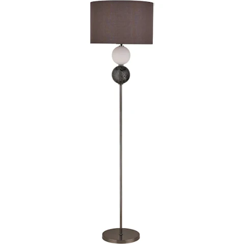 Luminea Angie Modern Orbs Metal Design Fabric Shade Floor Light Lamp - Pewter